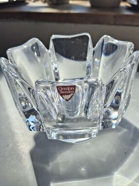 4.5"  Vintage Orrefors Sweden Crystal Bowl Sculpted Glass Candy Dish Home Decor